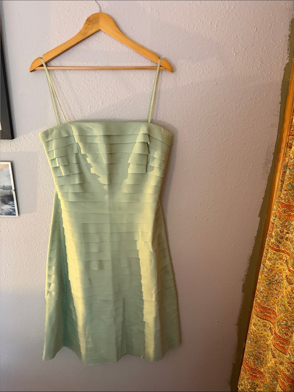 Eliza J Strapless Tiered A-Line Dress in Light Sage
